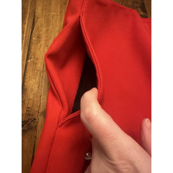 Proenza Schouler Size 6 Red Wool Blend Stretch Wide Leg Pants Pockets Luxury - Picture 5 of 16